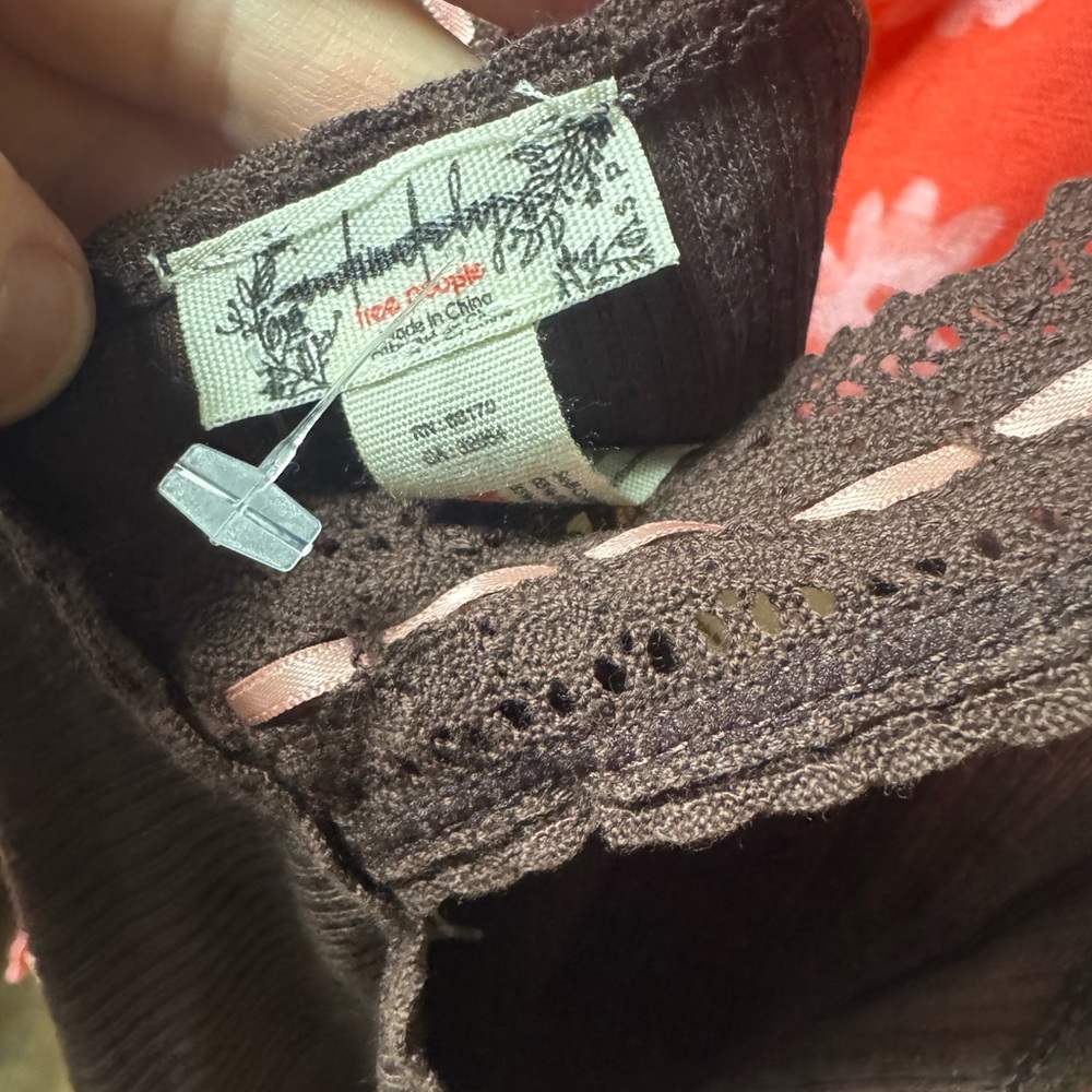 Free People Only You Pointelle Tank Top in French Roast NWOT Retail $38 - Small - Picture 6 of 6